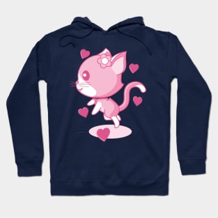 Pink kitten and hearts. Hoodie